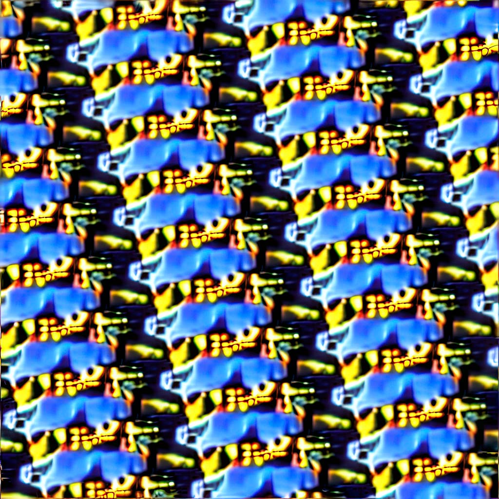 A Blue and Yellow Pattern With a Small, Yellow and Black Design (QS 12)